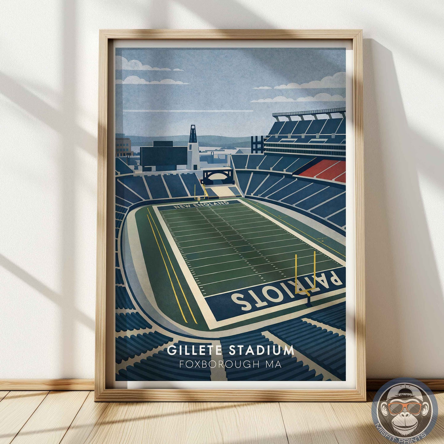 Gillette Stadium Poster New England Football Wall Art Foxborough Stadium Print