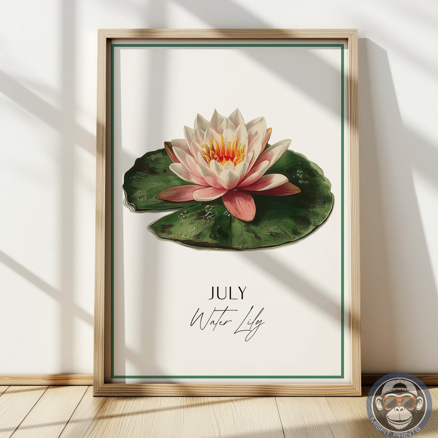 Water lily Print: July Birth Flower Botanical Art
