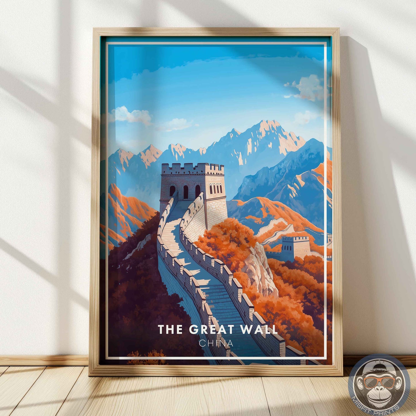 The Great Wall Poster – China Travel Wall Art, Historic Landmark Print, Mountain Decor