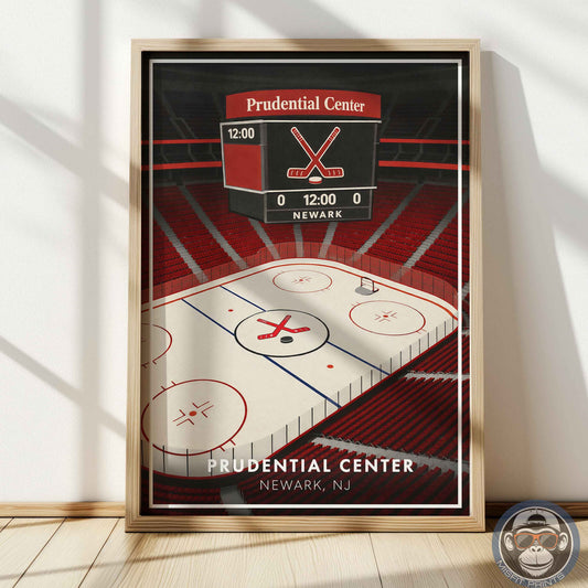 Prudential Center Poster – Newark Hockey Arena Wall Art, Modern Ice Rink Print