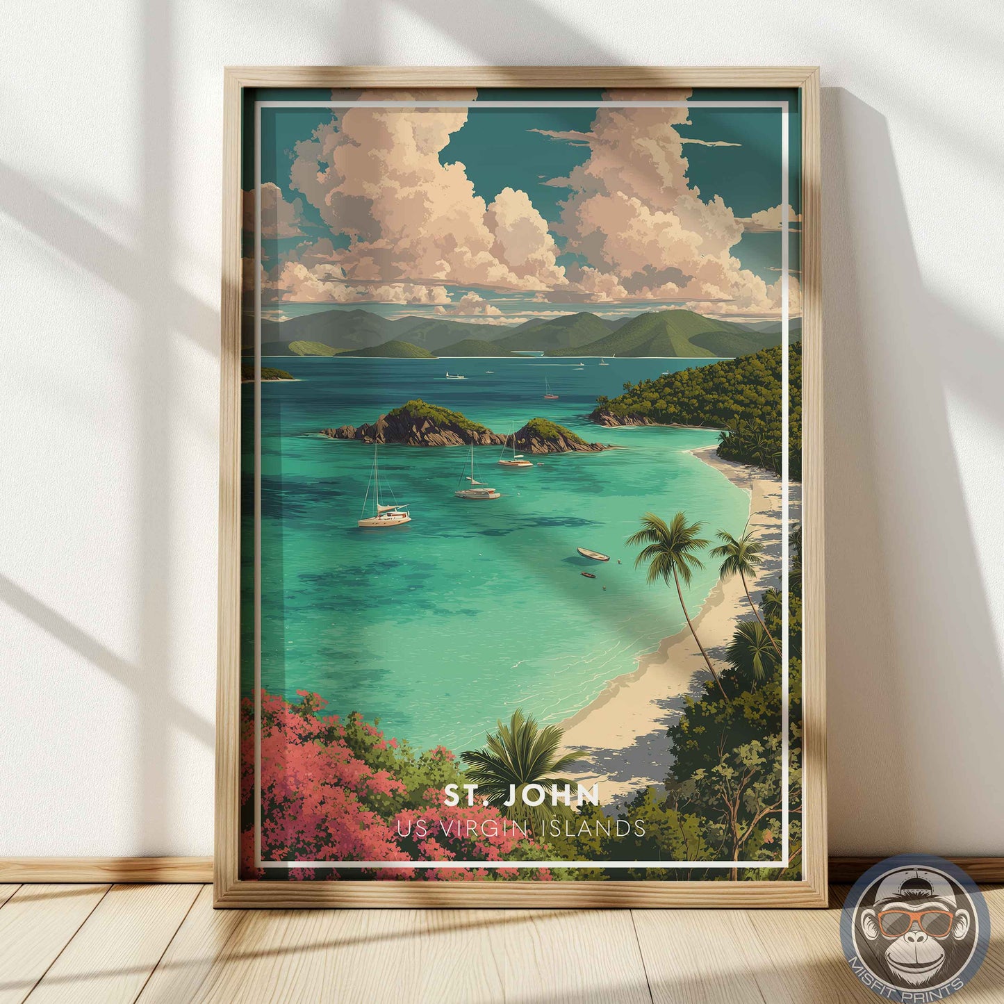 St. John Poster – US Virgin Islands Wall Art, Trunk Bay Tropical Beach Print