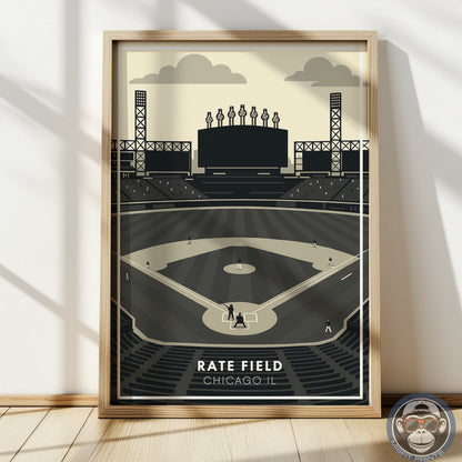 Minimalist Chicago Baseball Stadium Poster – South Side Ballpark Art Print