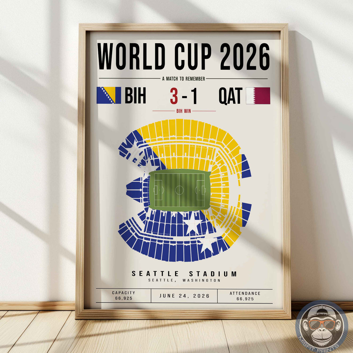 Bosnia and Herzegovina vs. Qatar World Cup Match Poster