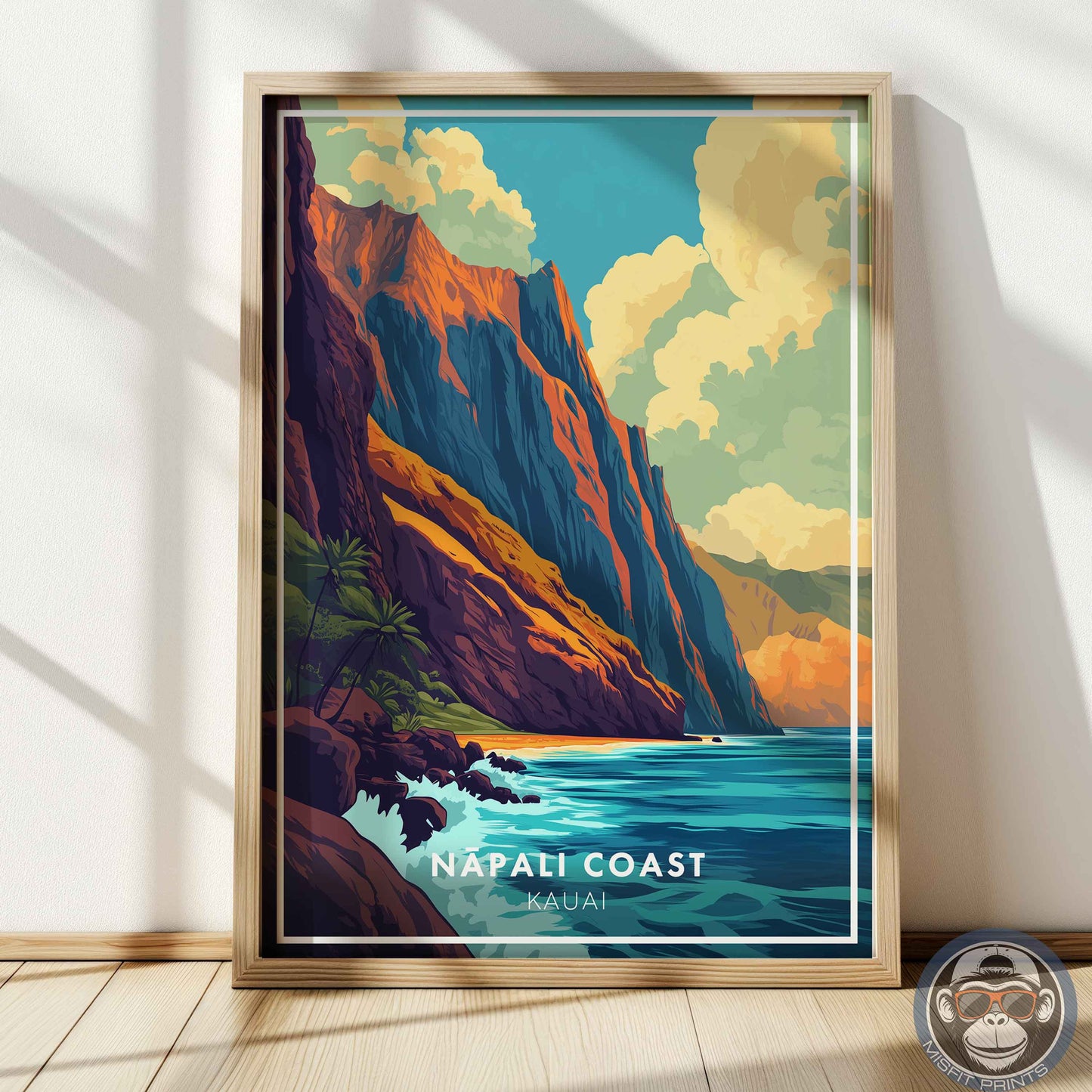 Nā Pali Coast Poster – Kauai Hawaii Wall Art, Tropical Ocean Print, Coastal Travel Decor