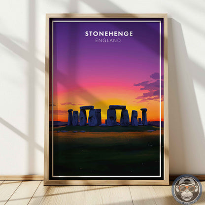 Stonehenge Sunset Poster – England Travel Wall Art, Ancient Landmark Print, Mystical Landscape Decor