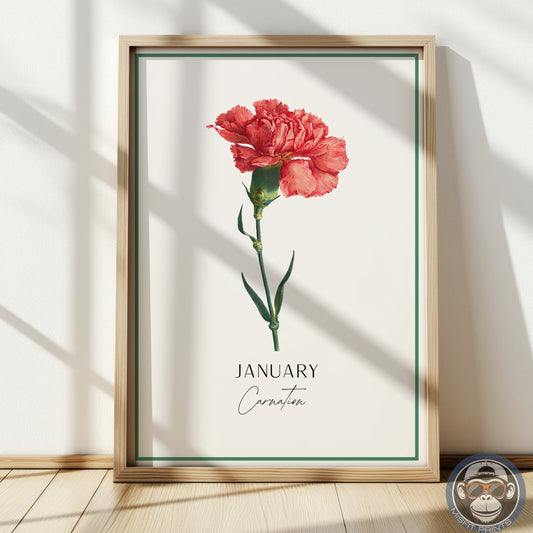 January Birth Flower Print – Carnation Wall