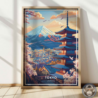 Tokyo Poster – Japan Travel Wall Art, Mount Fuji Print, Cherry Blossom Landscape Decor