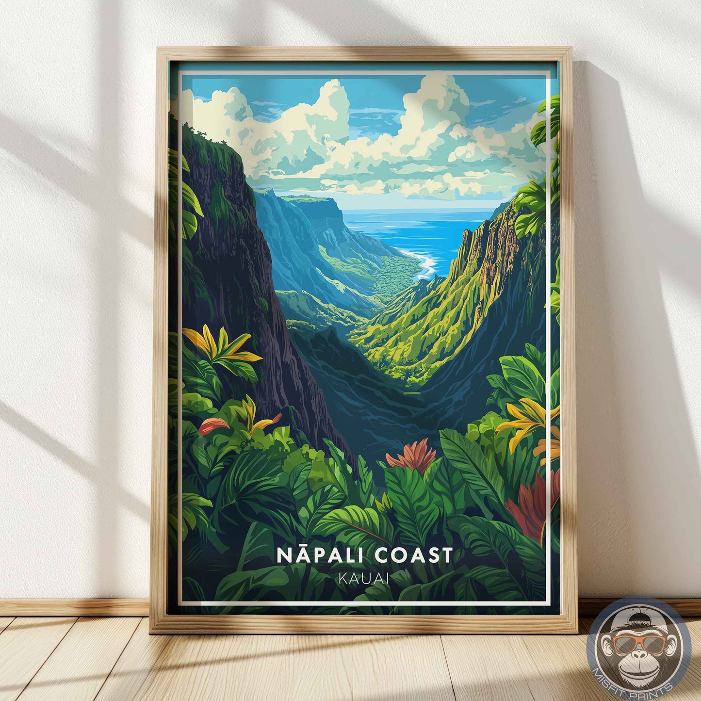 Nā Pali Coast Poster – Kauai Hawaii Wall Art, Tropical Landscape Print, Island Travel Decor