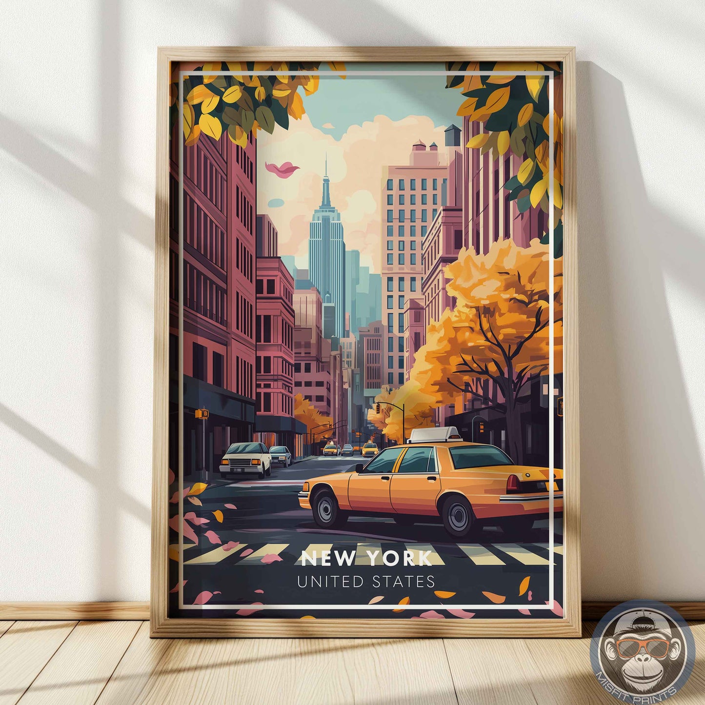 New York Poster – USA City Wall Art, Empire State Building Print, Urban Travel Decor