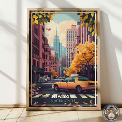 New York Poster – USA City Wall Art, Empire State Building Print, Urban Travel Decor