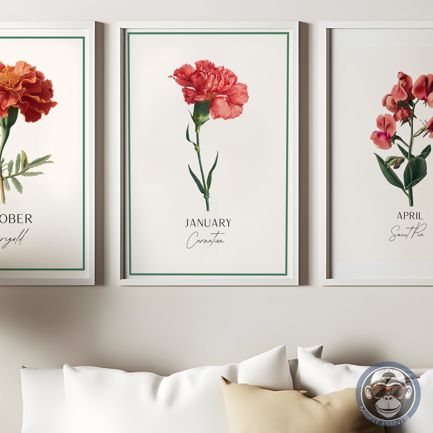 January Birth Flower Print – Carnation Wall