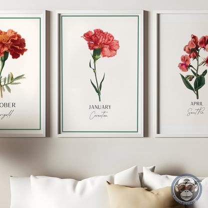 January Birth Flower Print – Carnation Wall