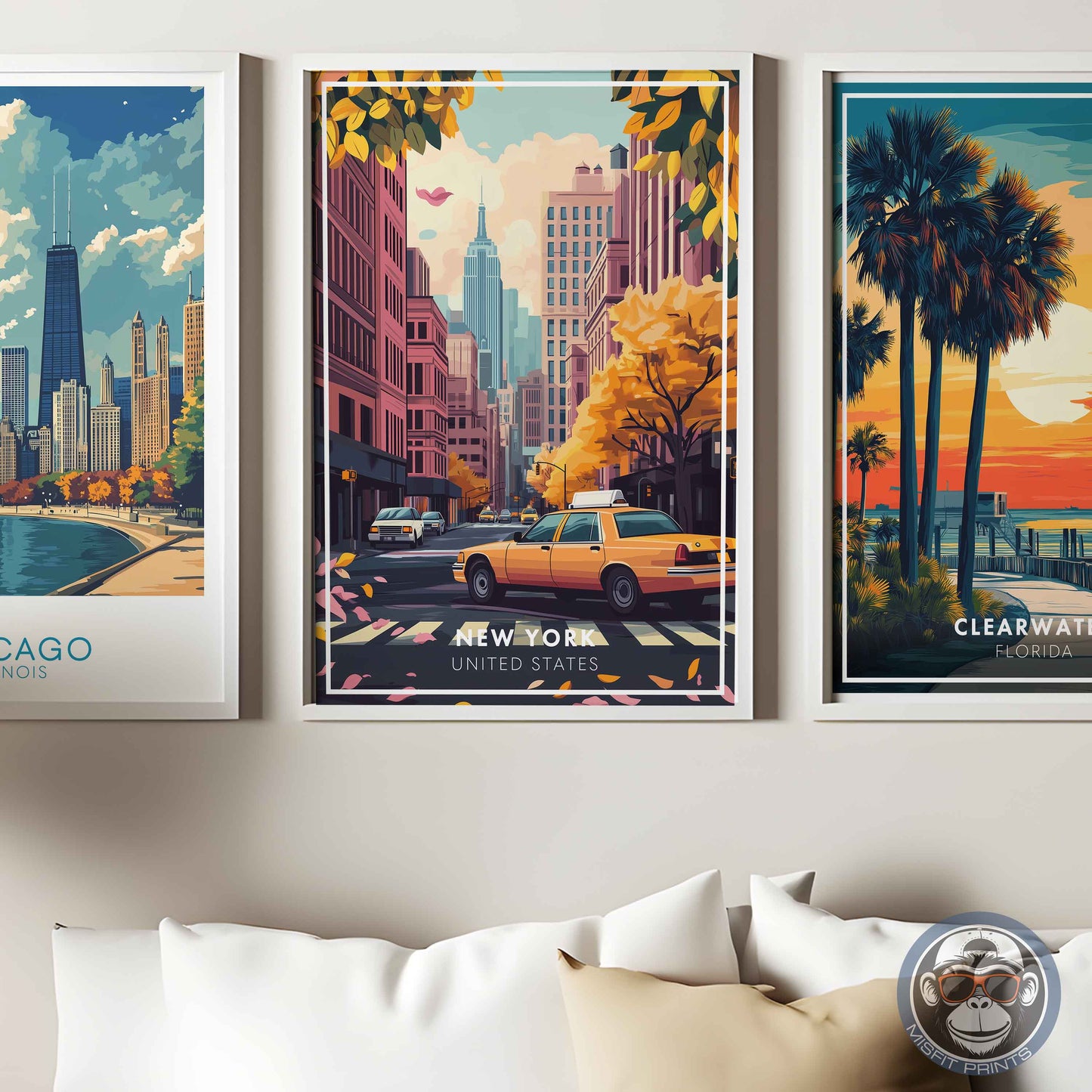 New York Poster – USA City Wall Art, Empire State Building Print, Urban Travel Decor