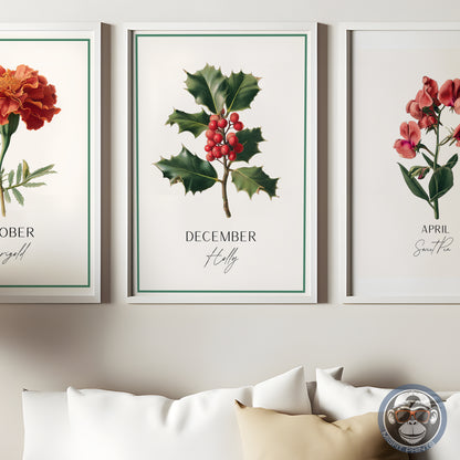 December Birth Flower Print – Holly