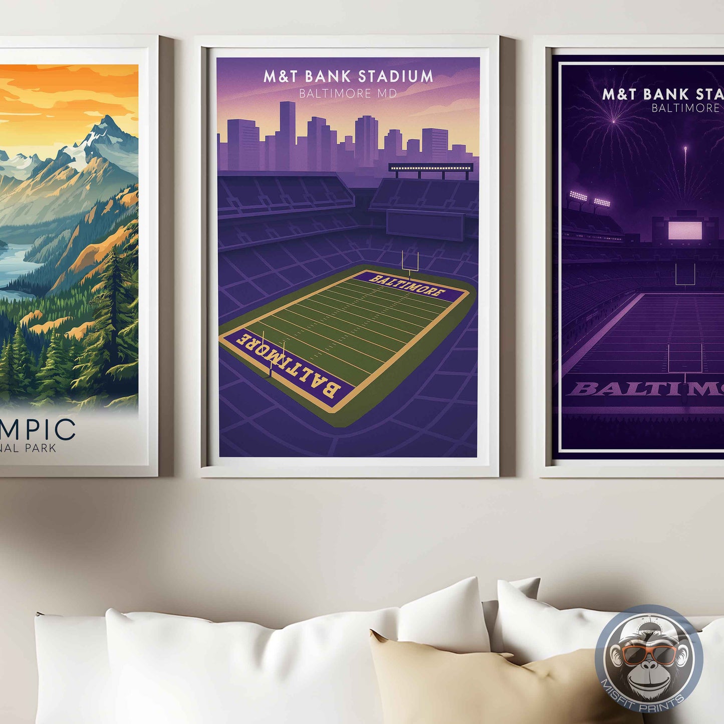 M&T Bank Stadium Poster Baltimore Football Wall Art Print | City Skyline Sports Decor
