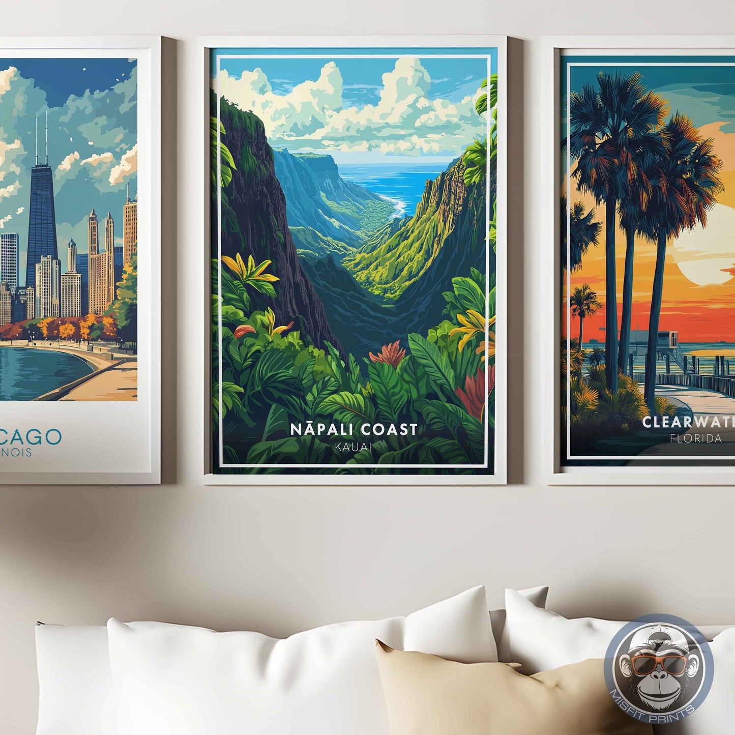 Nā Pali Coast Poster – Kauai Hawaii Wall Art, Tropical Landscape Print, Island Travel Decor