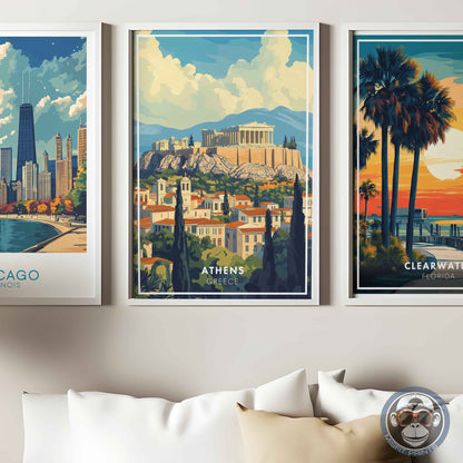 Athens Poster – Greece Travel Wall Art, Acropolis Print, Mediterranean Architecture Decor