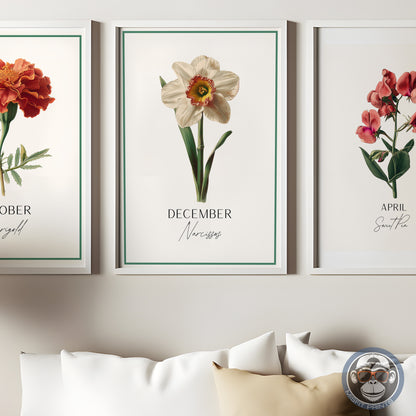 Narcissus Print: December Birth Flower Botanical Art