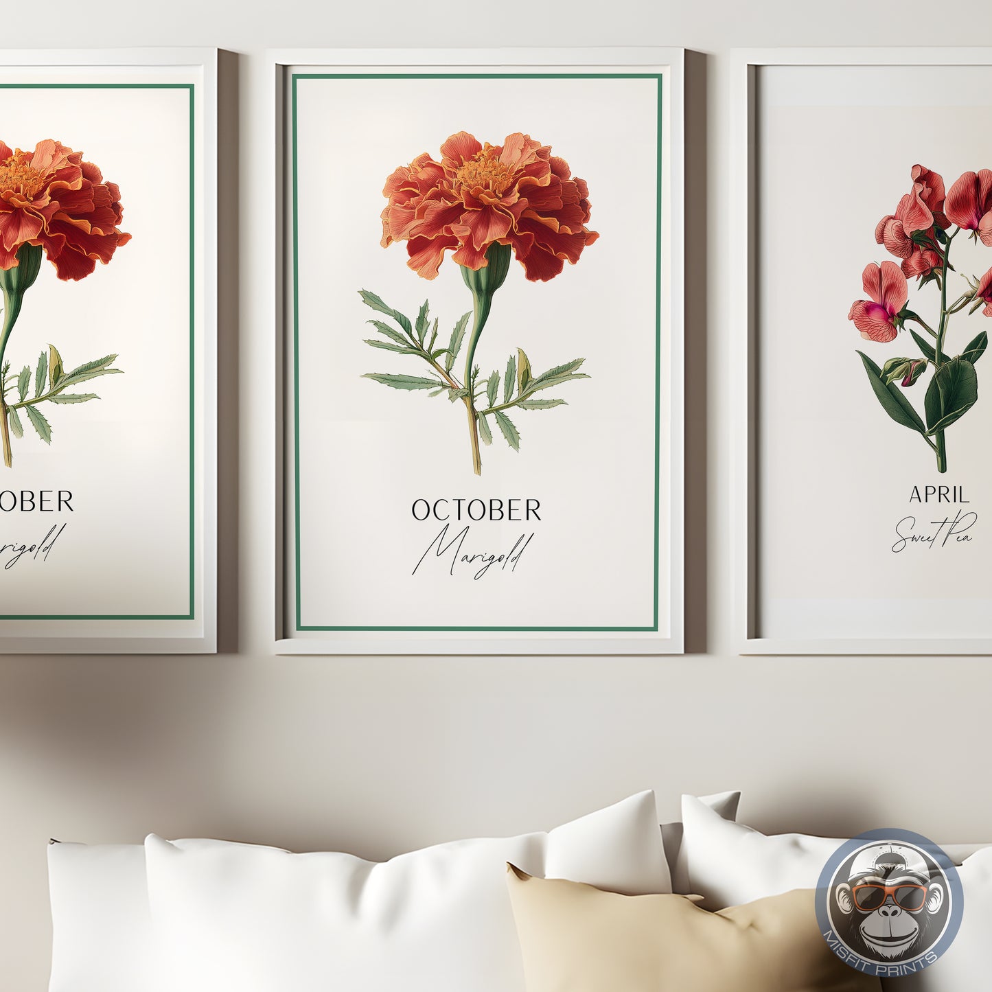 Marigold Print: October Birth Flower Botanical Art