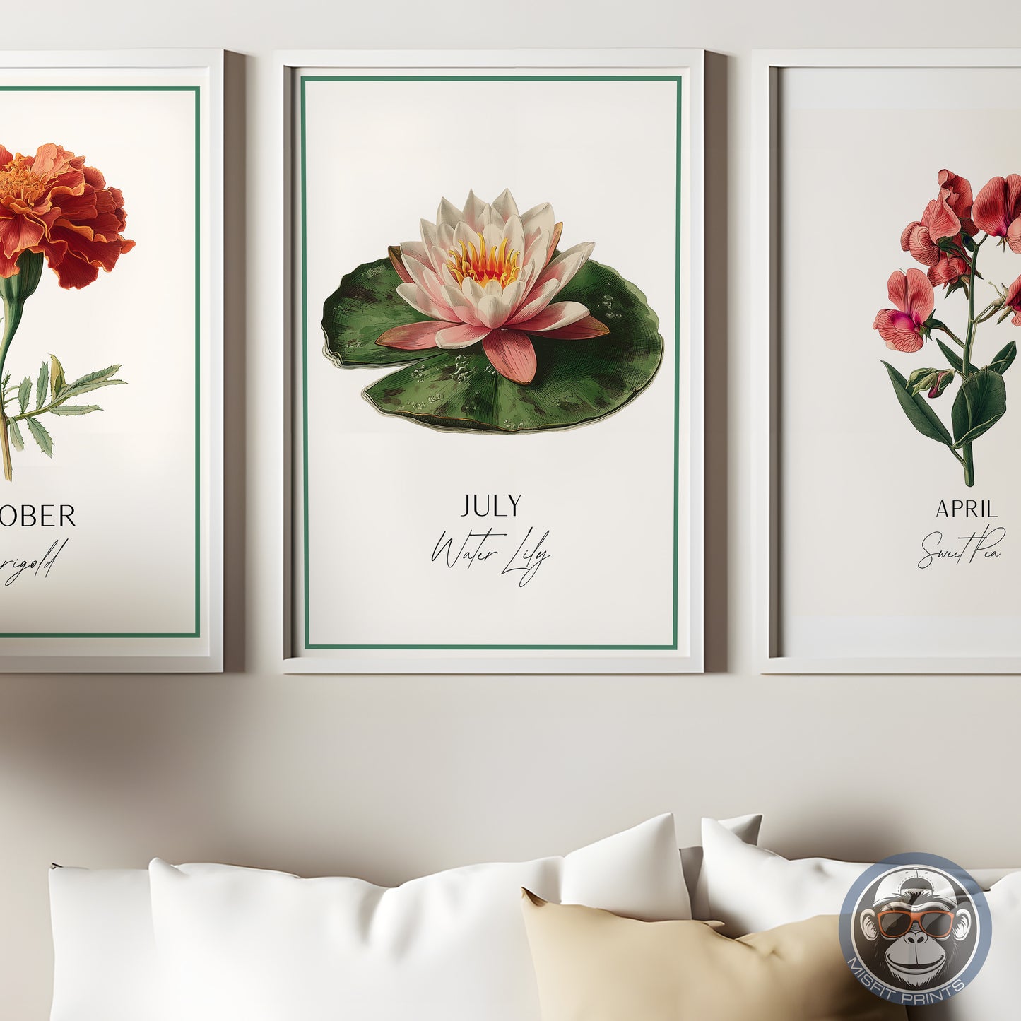 Water lily Print: July Birth Flower Botanical Art