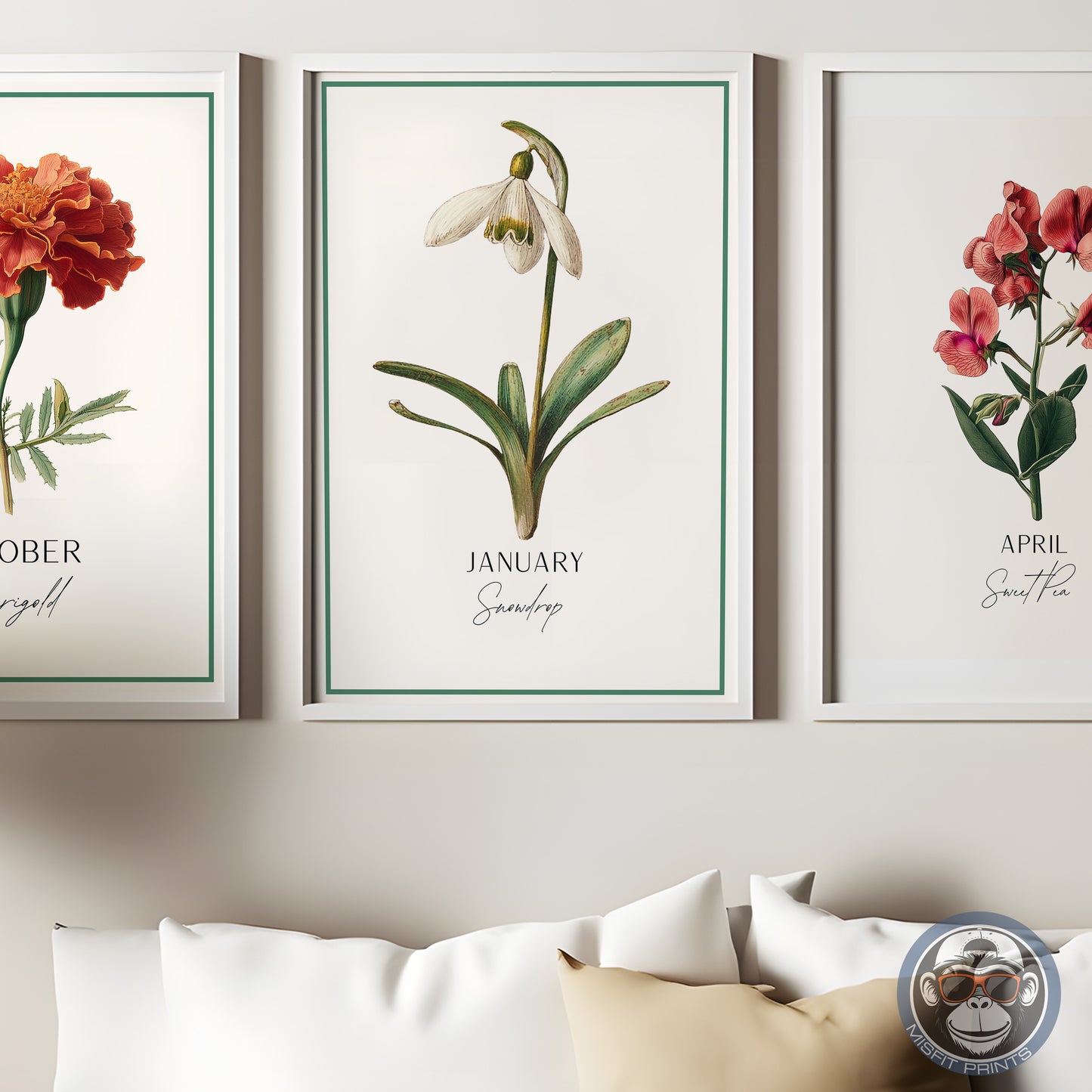 Snowdrop Print: January Birth Flower Botanical Art