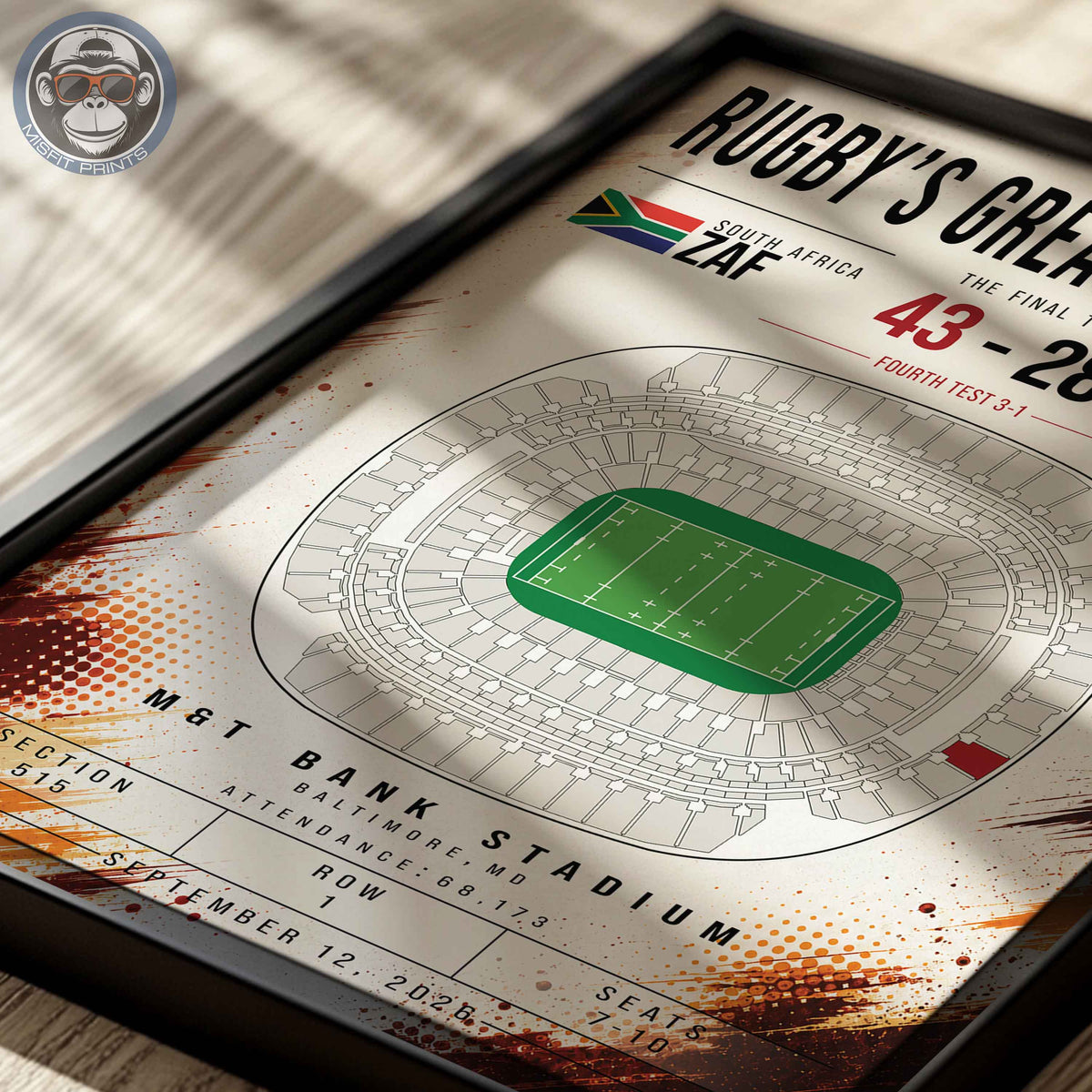 South Africa vs New Zealand Rugby Match Poster | M&T Bank Stadium
