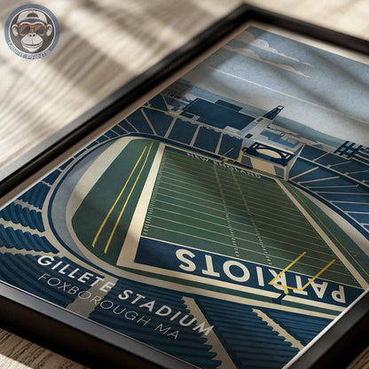 Gillette Stadium Poster New England Football Wall Art Foxborough Stadium Print