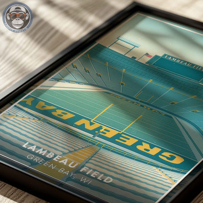 Lambeau Field Poster Green Bay Football Stadium Wall Art Print for Home Decor & Fans