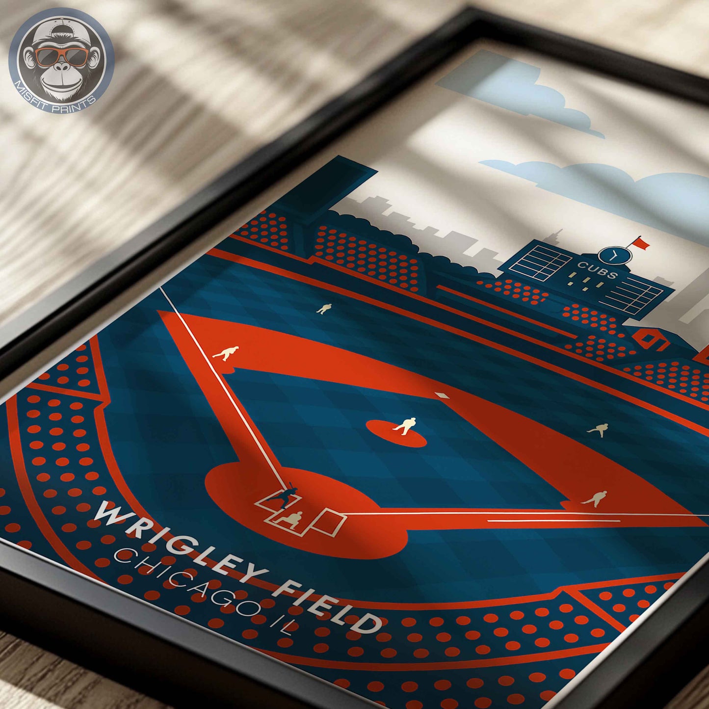 Wrigley Field Chicago Poster – Retro Modern Baseball Stadium Wall Art Print
