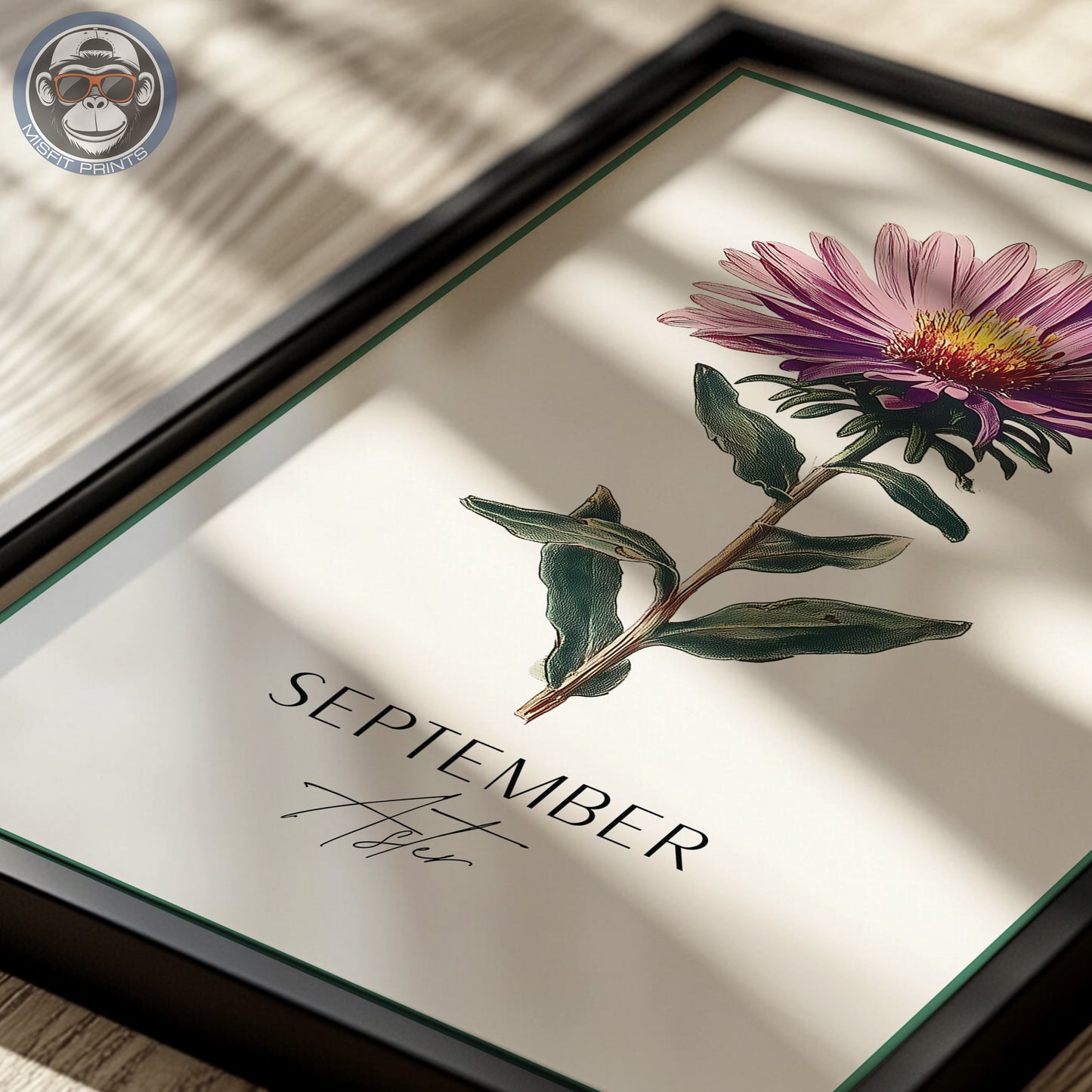 September Birth Flower Print – Aster Botanical Wall Art – Vintage Floral Birthday Gift