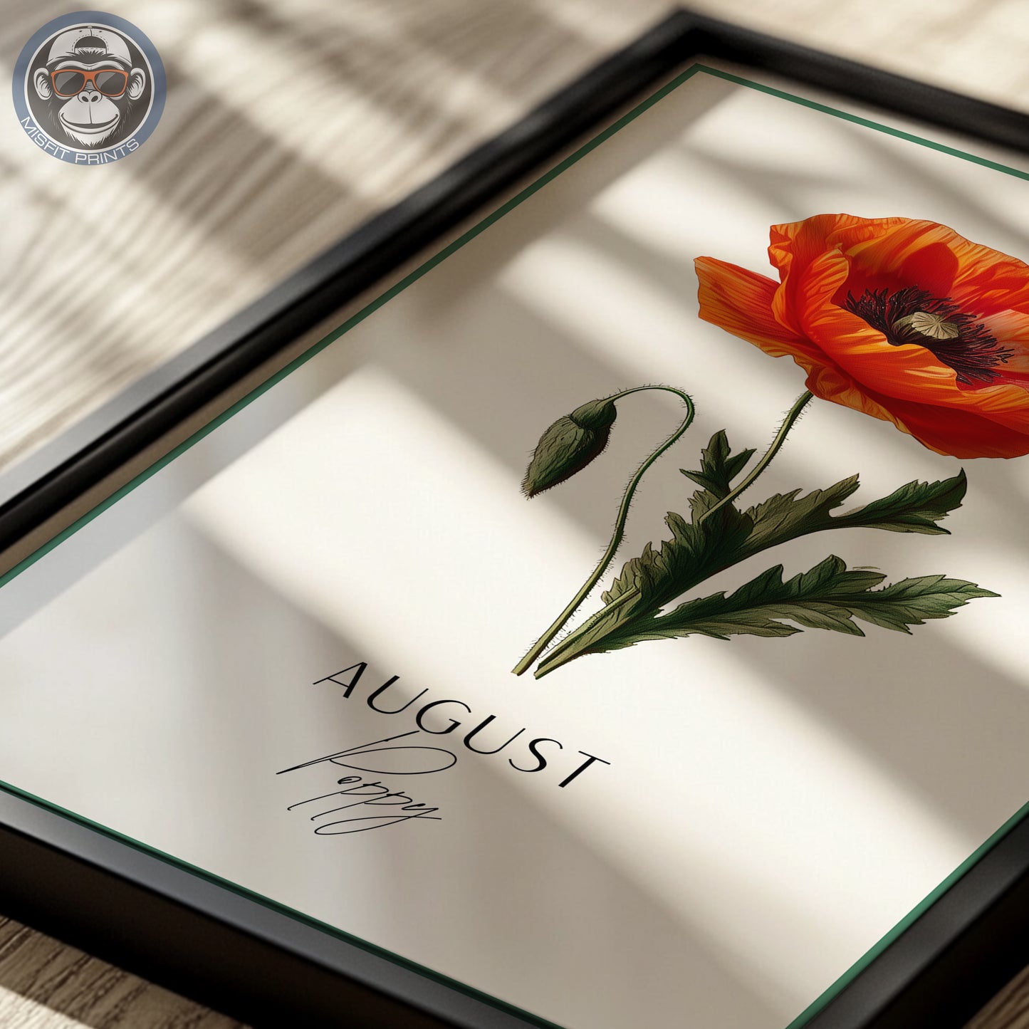 August Birth Flower Art Print – Poppy Illustration | Vintage Botanical Wall Art | Birthday Gift Poster | Misfit Prints