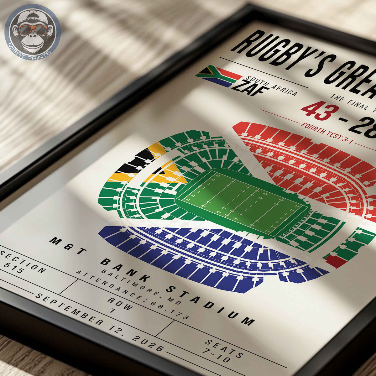 South Africa vs New Zealand Rugby Match Poster | M&T Bank Stadium