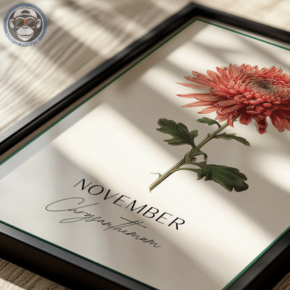Chrysanthemum Print: November Birth Flower Botanical Art