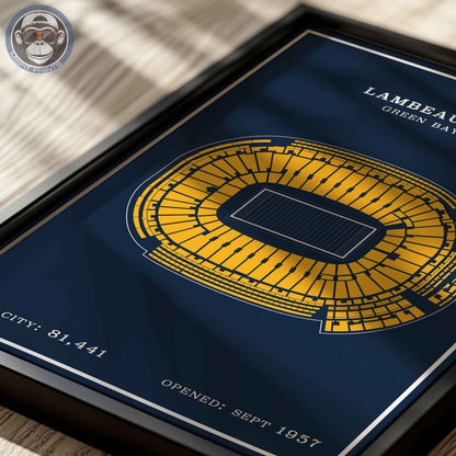 Lambeau Field Stadium - Modern Border Print