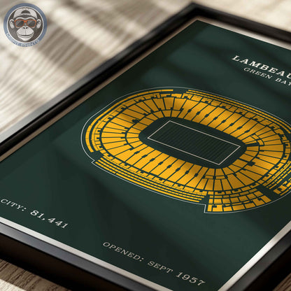 Lambeau Field Stadium - Border Print