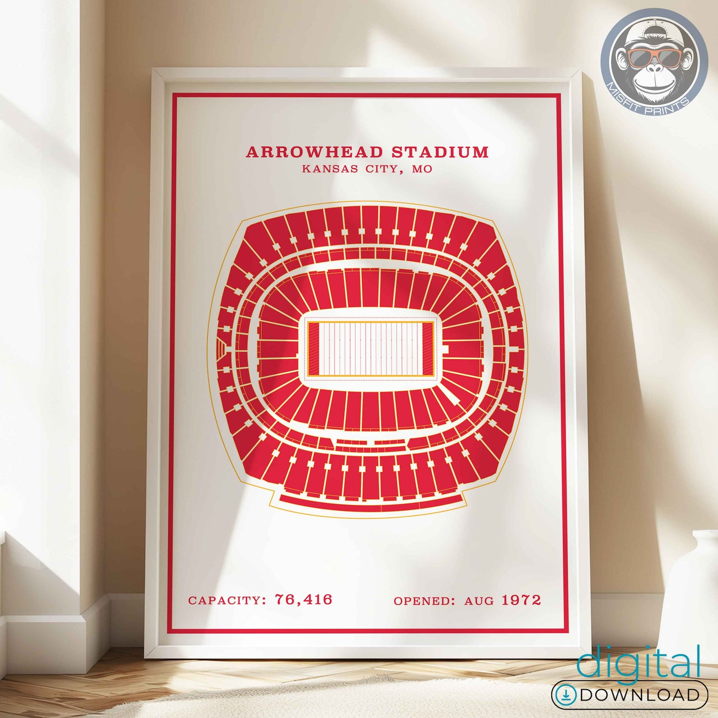 Arrowhead Stadium Poster | Red Modern