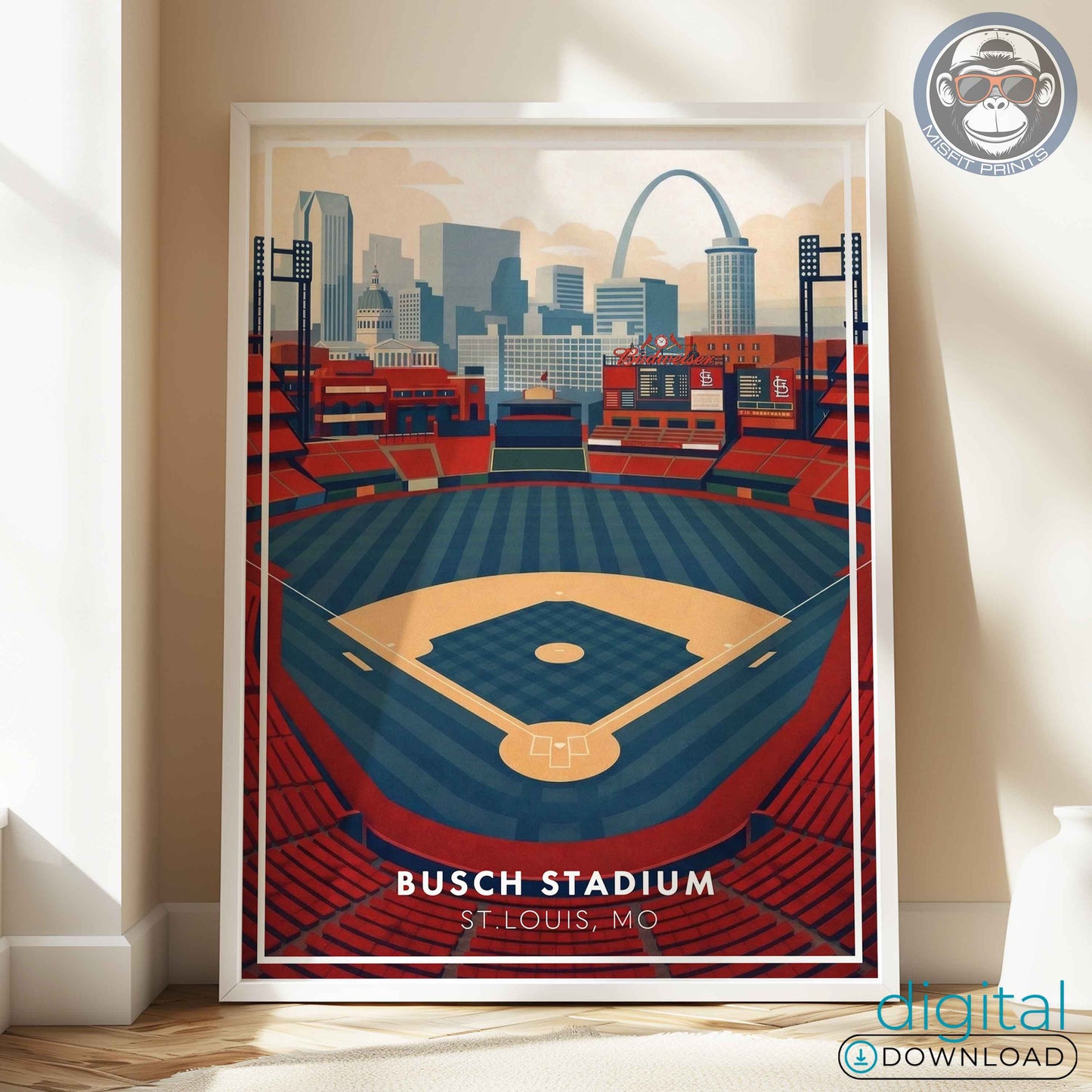 Busch Stadium Poster Wall Art – St. Louis Baseball Stadium Print & Vintage Ballpark Decor