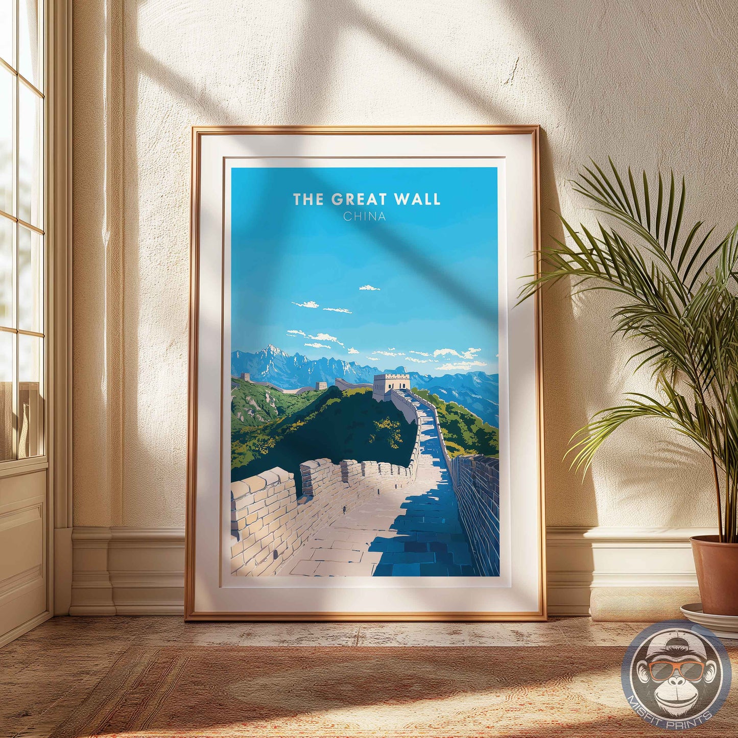 The Great Wall Poster – China Travel Wall Art, Historic Landmark Print, Mountain Landscape Decor