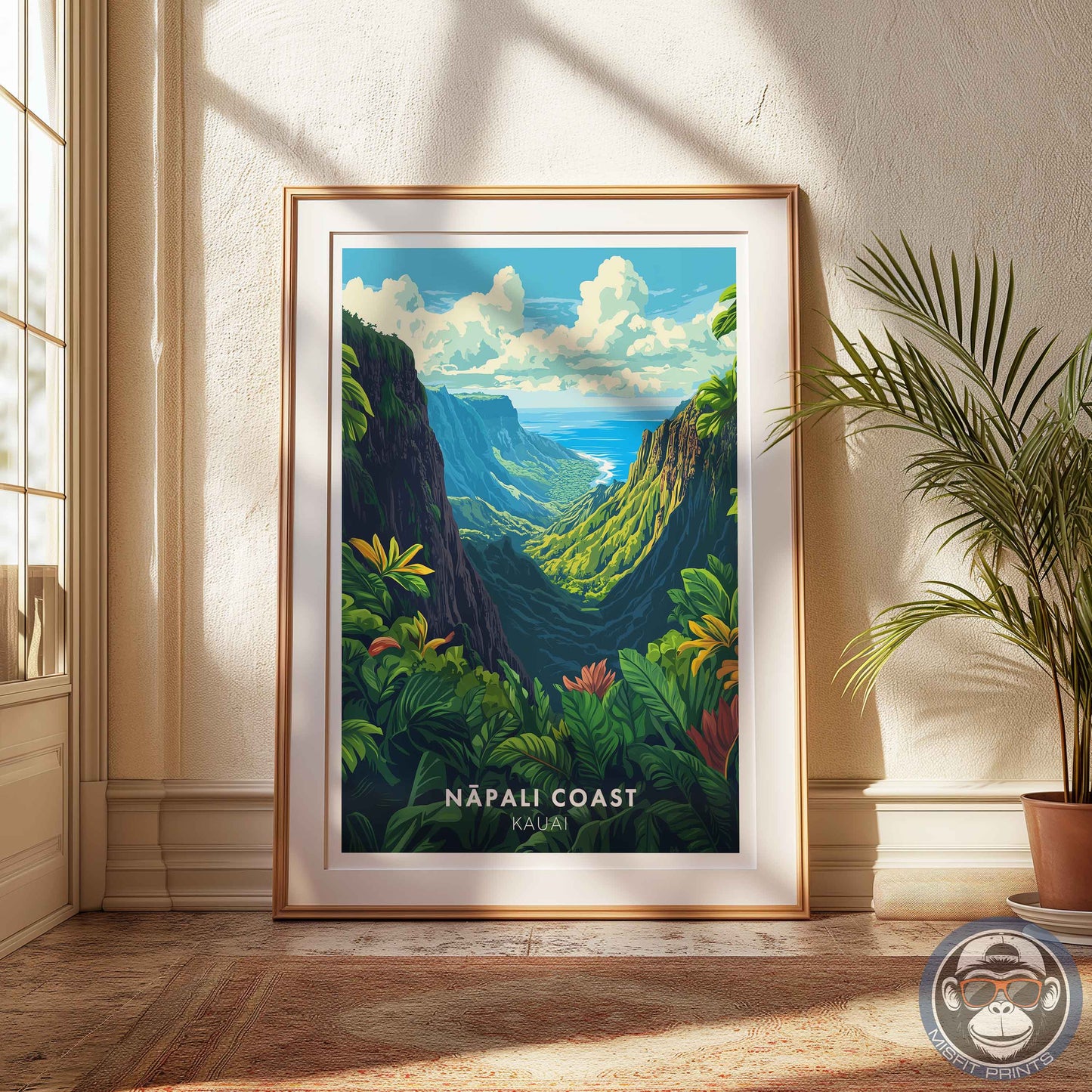 Nā Pali Coast Poster – Kauai Hawaii Wall Art, Tropical Landscape Print, Island Travel Decor