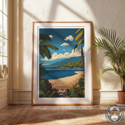 Lana’i Maui Poster – Hawaii Beach Wall Art, Tropical Coastal Print, Pacific Island Decor
