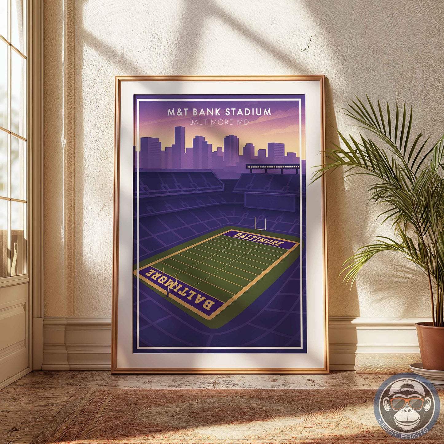 M&T Bank Stadium Poster Baltimore Football Wall Art Print | City Skyline Sports Decor