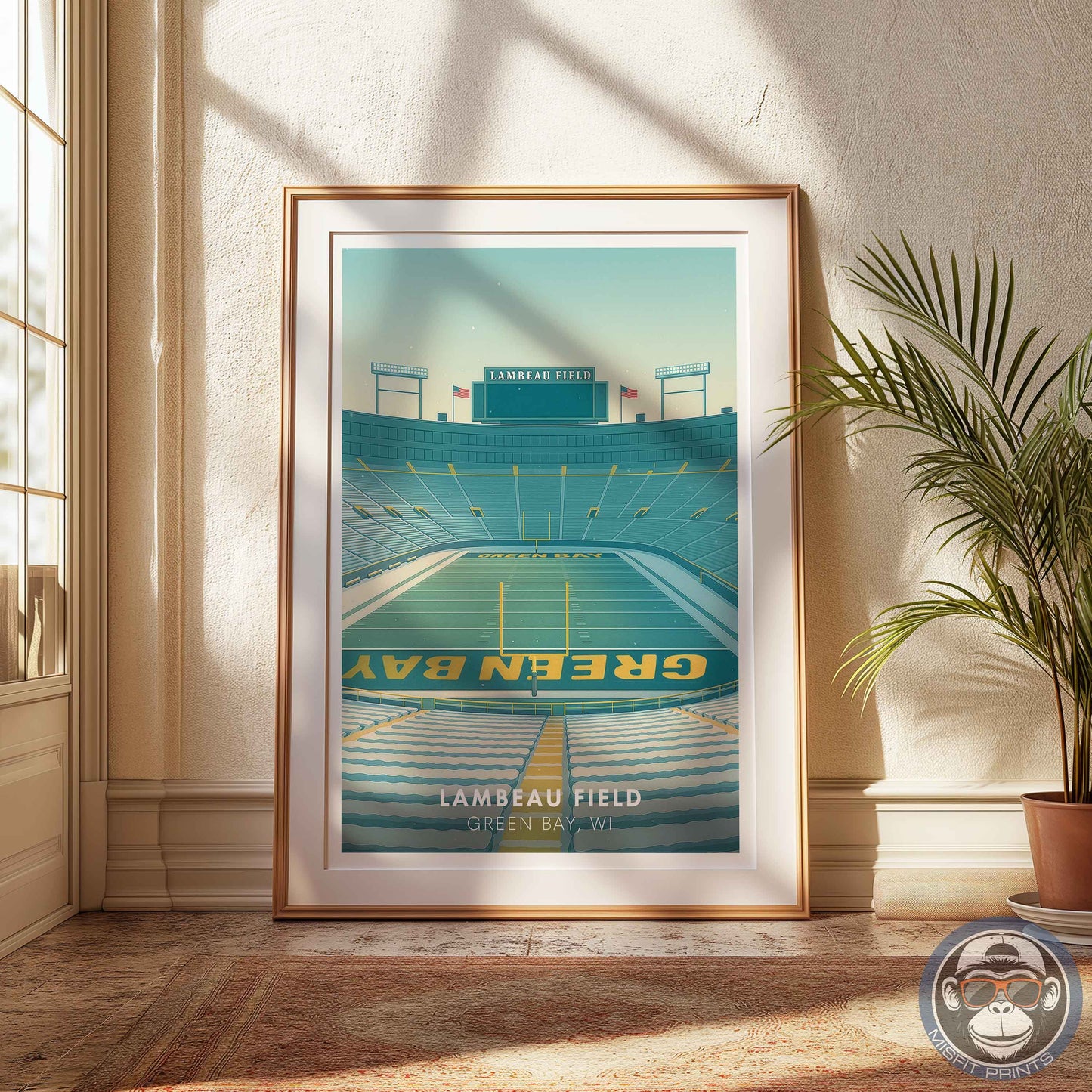 Lambeau Field Poster Green Bay Football Stadium Wall Art Print for Home Decor & Fans