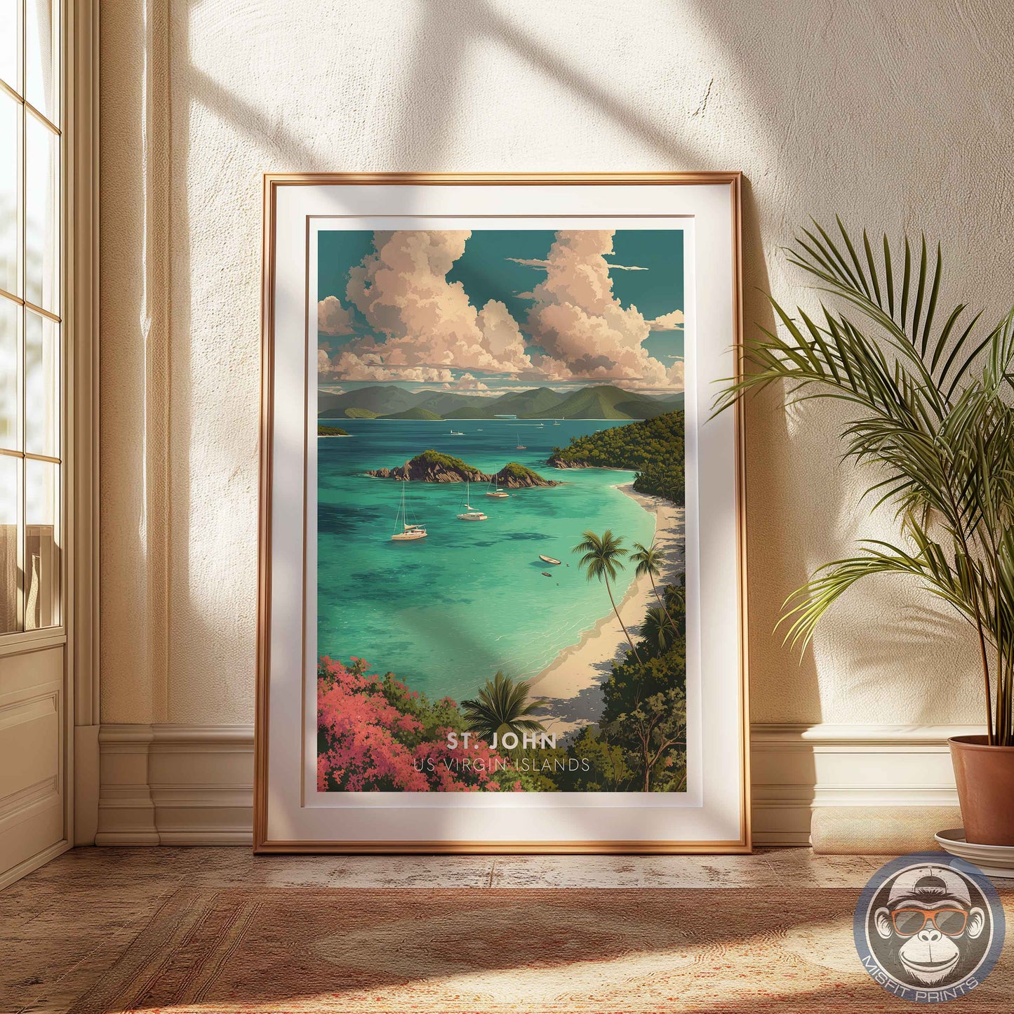 St. John Poster – US Virgin Islands Wall Art, Trunk Bay Tropical Beach Print