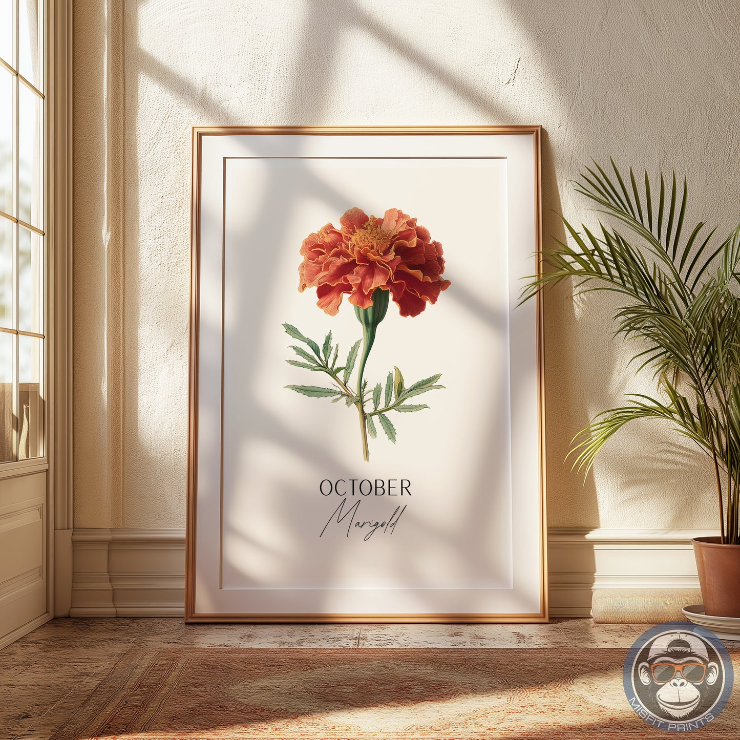 Marigold Print: October Birth Flower Botanical Art