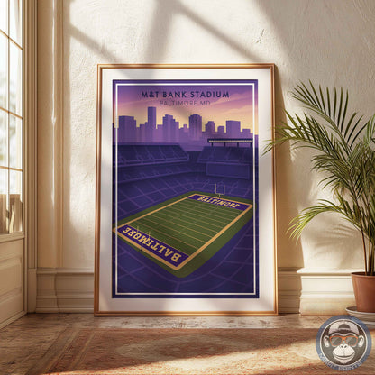 M&T Bank Stadium Baltimore Poster | Football Wall Art Print & City Skyline Decor