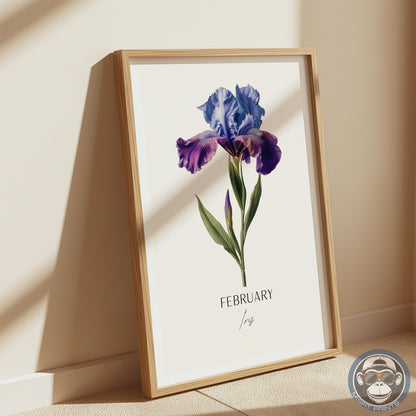 Iris Print: February Birth Flower Botanical Art