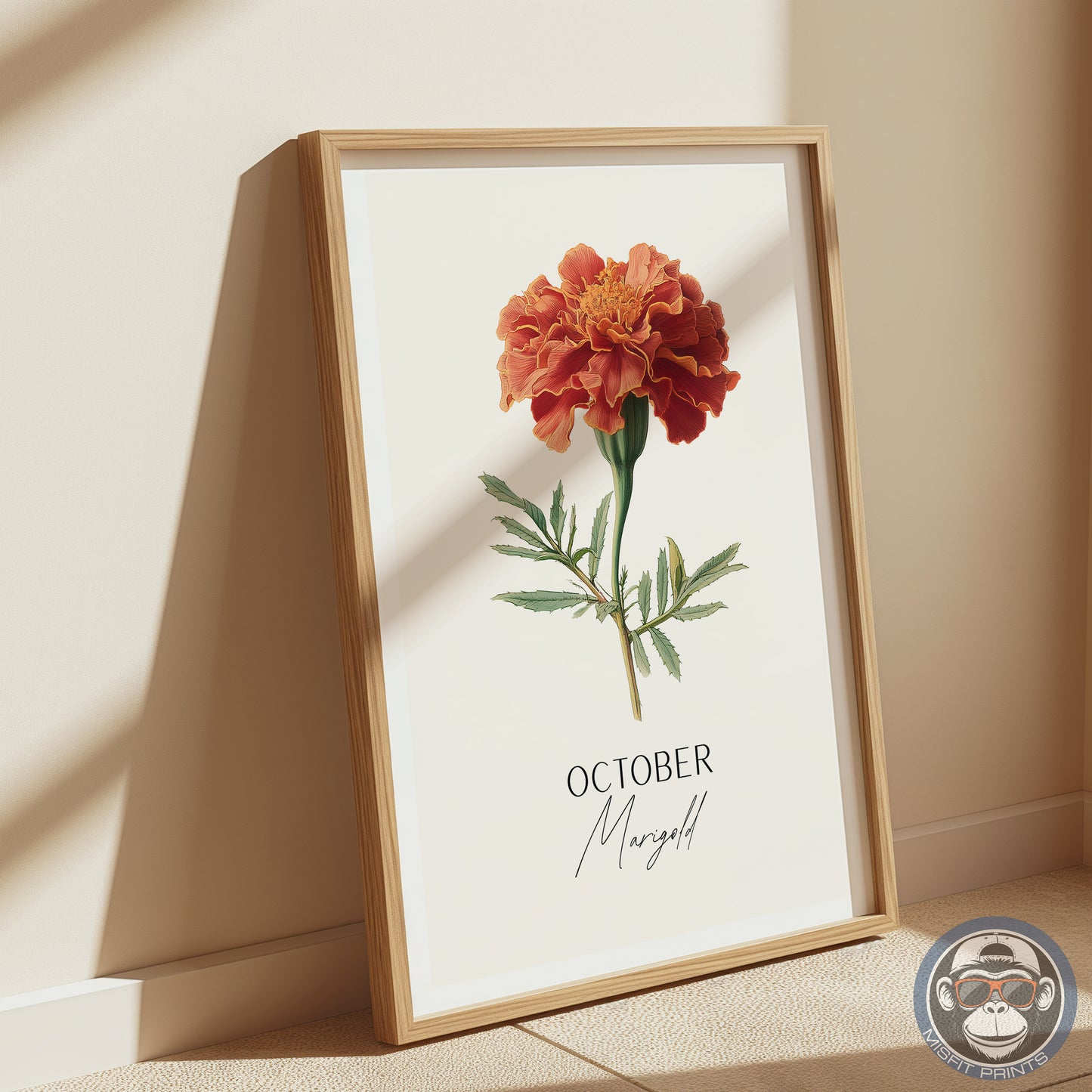 Marigold Print: October Birth Flower Botanical Art