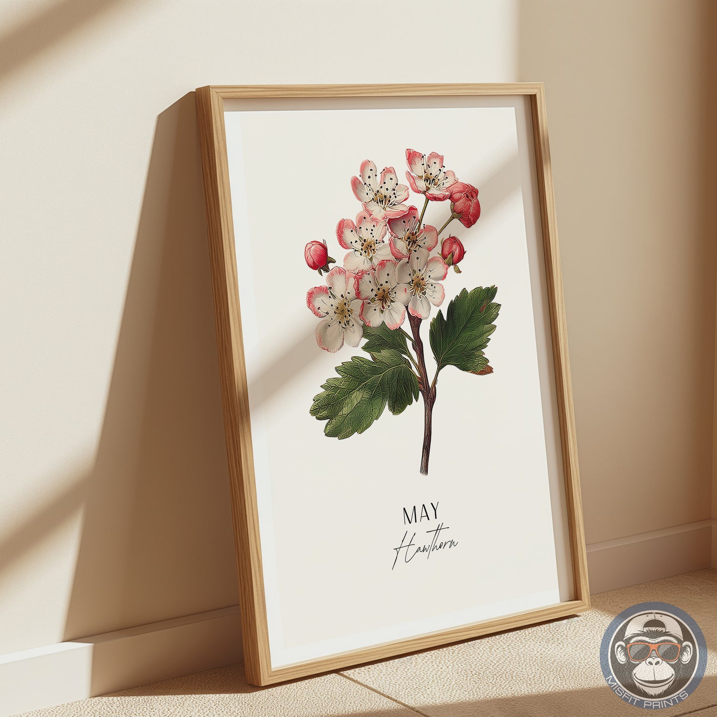 Hawthorn Print: May Birth Flower Botanical Art
