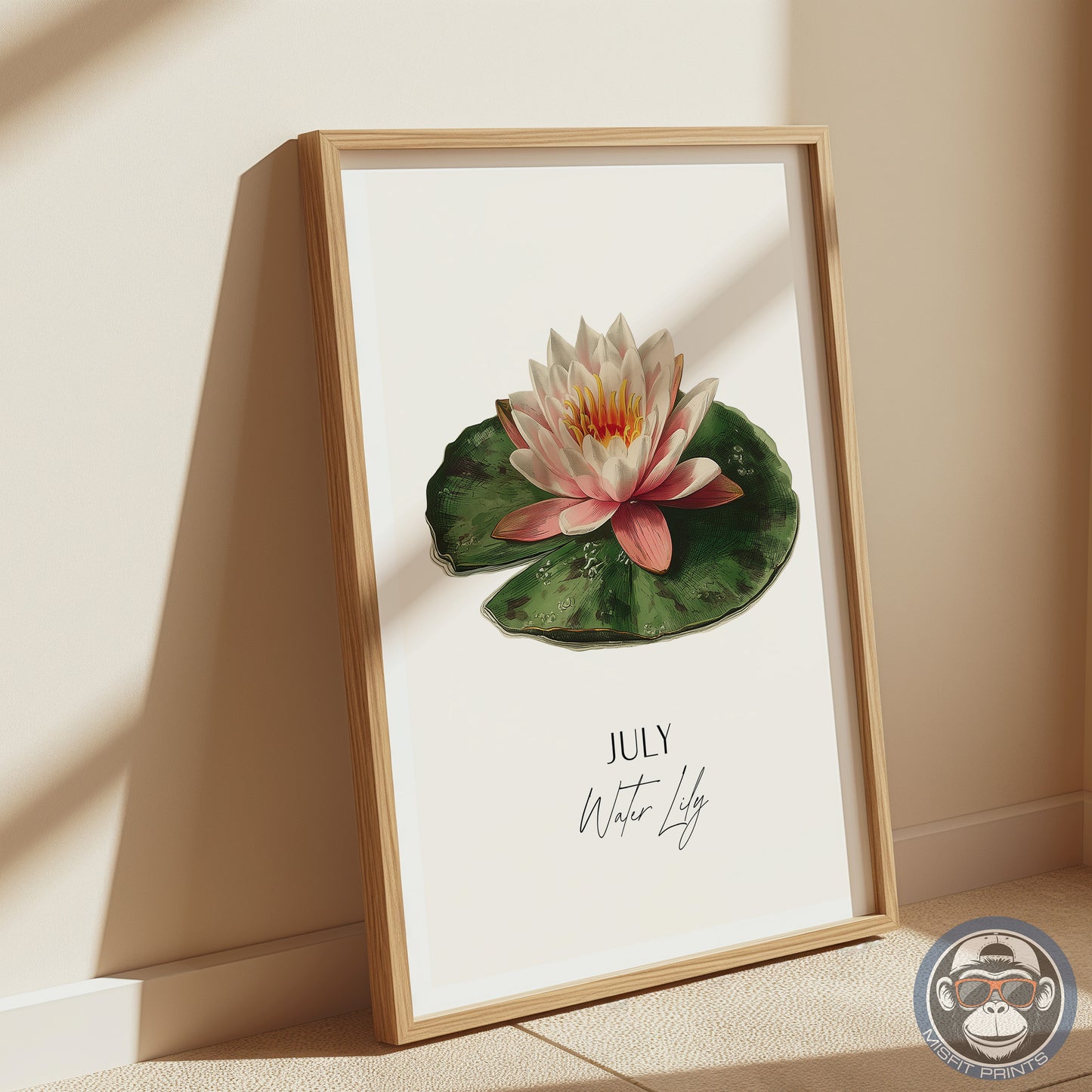 Water lily Print: July Birth Flower Botanical Art