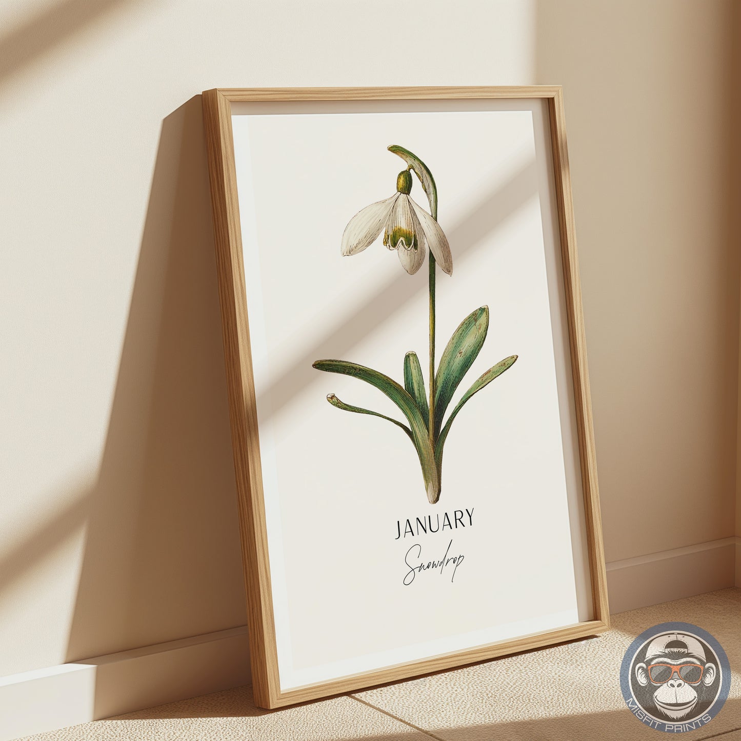 Snowdrop Print: January Birth Flower Botanical Art